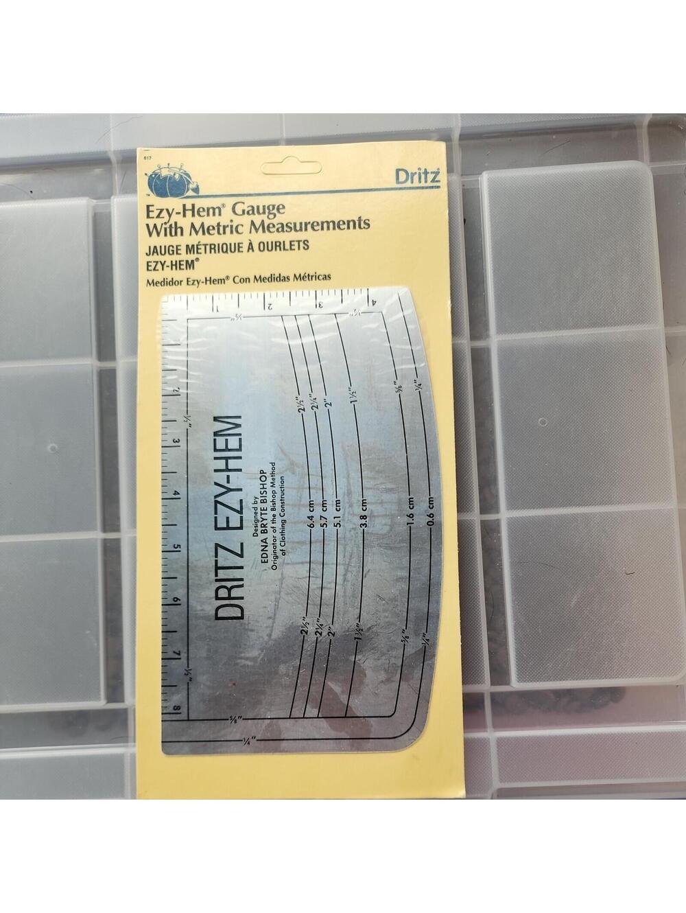Vintage Dritz Ezy-Hem Gauge With Metric Measurements Tool #617